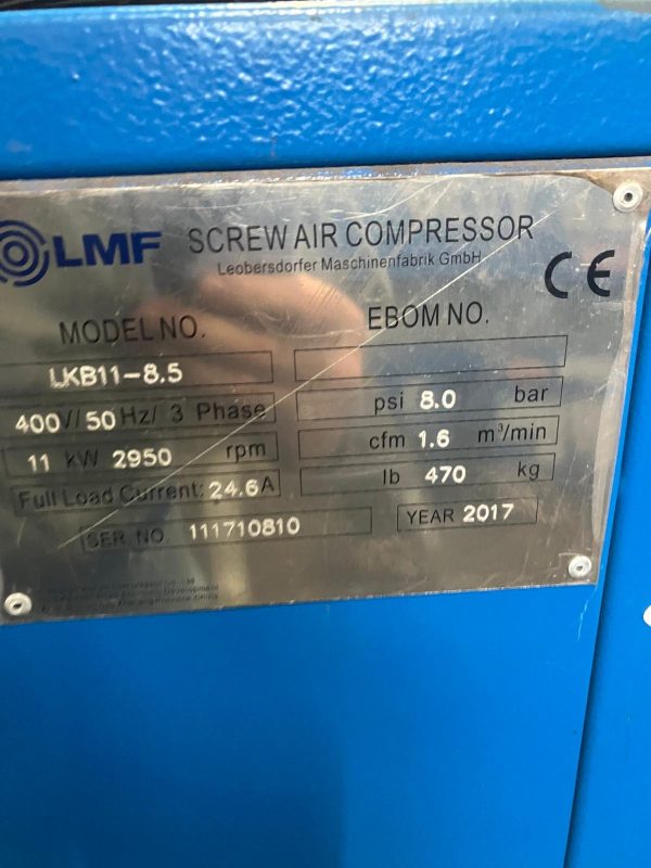 metal label on the LMF LKB11 machine